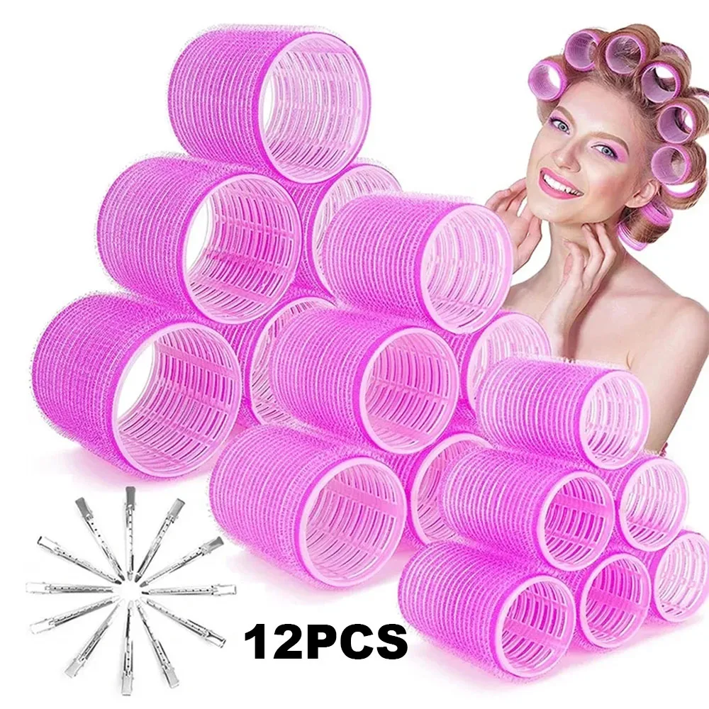 

12 шт., волшебные бигуди с самозахватом и зажимами, бигуди без нагрева, большие бигуди для объема волос, инструменты для завивки волос