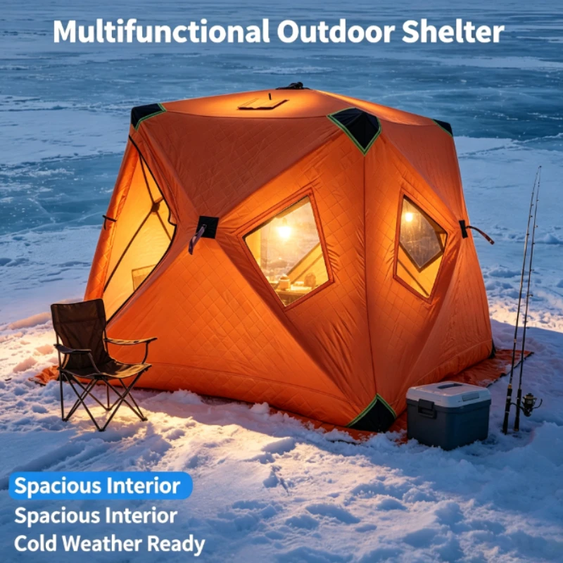Thickened Warm Ice Fishing Cold Proof Wind Outdoor Winter Snow Lake Ice Surface Fishing Shelter Customizable Large Space Quick
