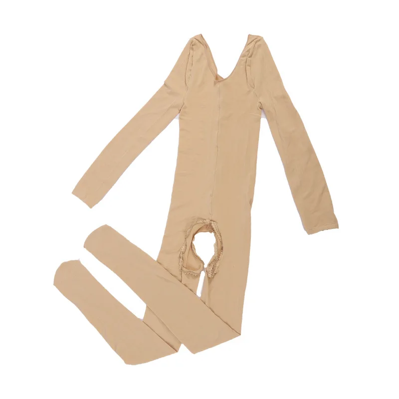 

Women Thermal Underwear 120D Velvet Open Crotch Bodysuit Low Collar Crotchless Bodystocking Jumpsuit Pajamas Plus Size 85 Kg