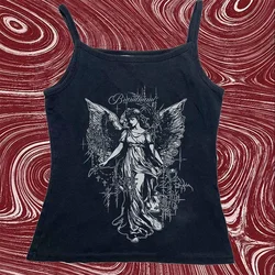 2000s Fashion Punk Emo girls Y2K Style Gothic Tops Women Short Sexy Casual Sling Summer Letter Tank Top women's Clothing Vest