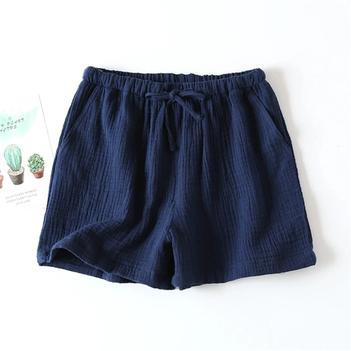 Women's Drawstring Shorts Summer Soft Cotton Sleep Bottoms Casual Loose Elastic Waist Pants Solid Color Versatile Beach Shorts