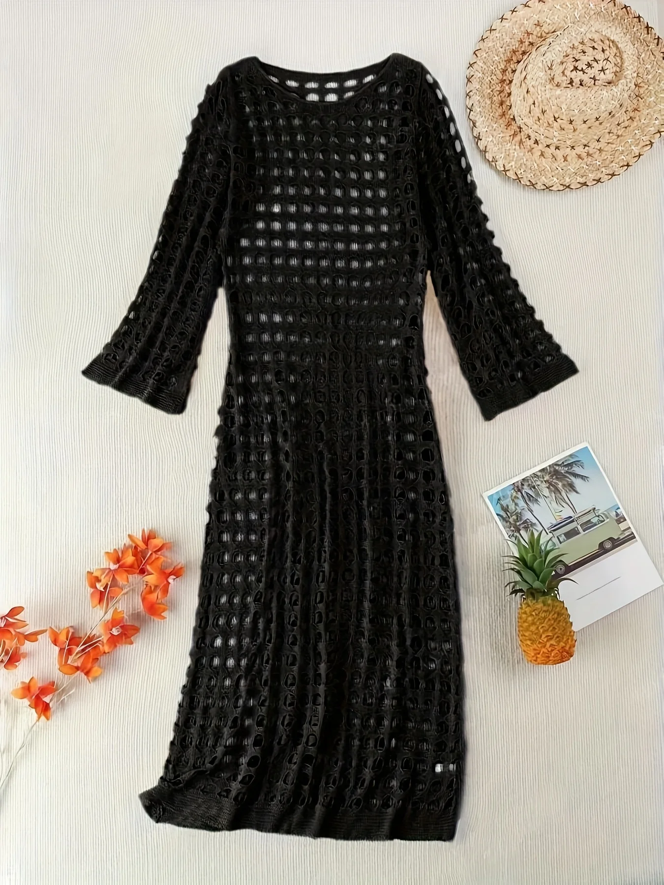 MOXDO Long Dress, Cover-Up, Sun Protection Top, Plus Size, Vacation Style, Beach Casual, Loose Fit, Beach, Pool, Seaside view 3