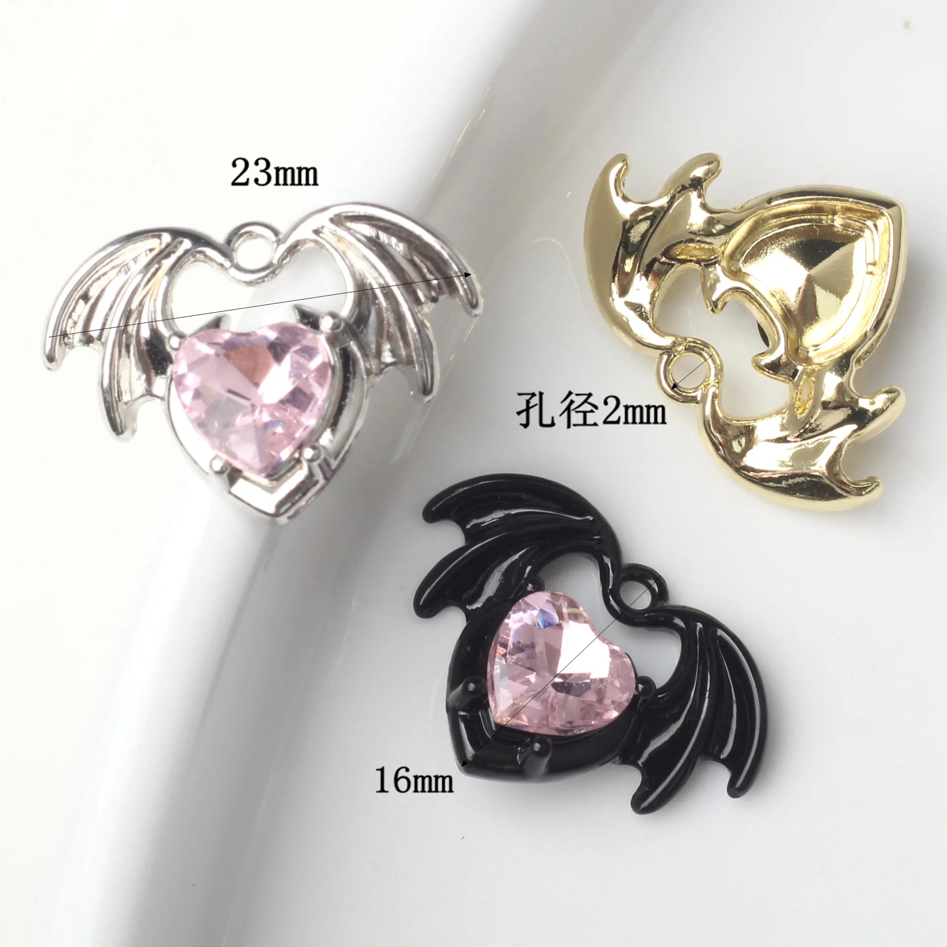 10pcs Alloy Charm Heart Wings Shape Pendant Inlaid For Jewelry Making Handmade DIY Earrings Necklace Ornament Accessories Gifts image 3