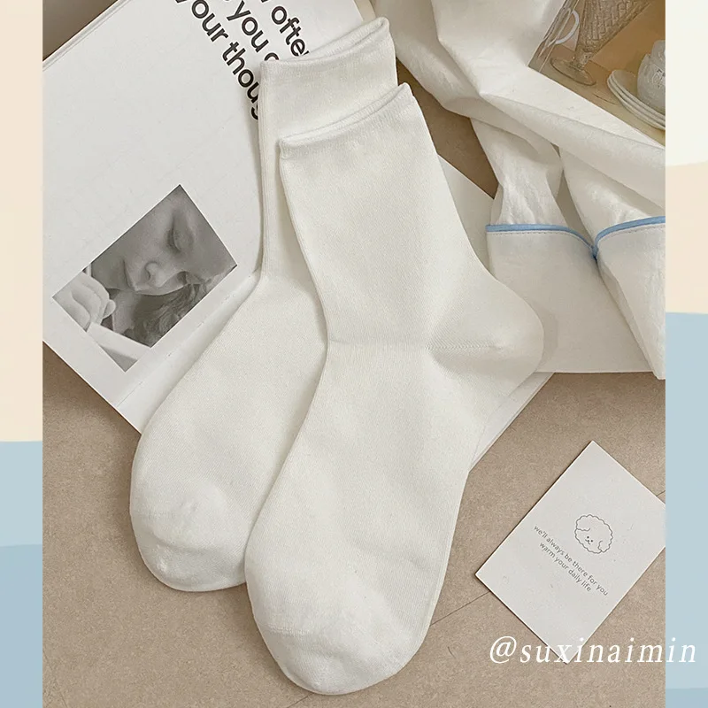 بلون النساء الجوارب الربيع الصيف القطن رقيقة تنفس أسود أبيض رمادي منخفضة جوارب أنبوبية ملابس الشارع الشهير القطن الكاحل جورب #5