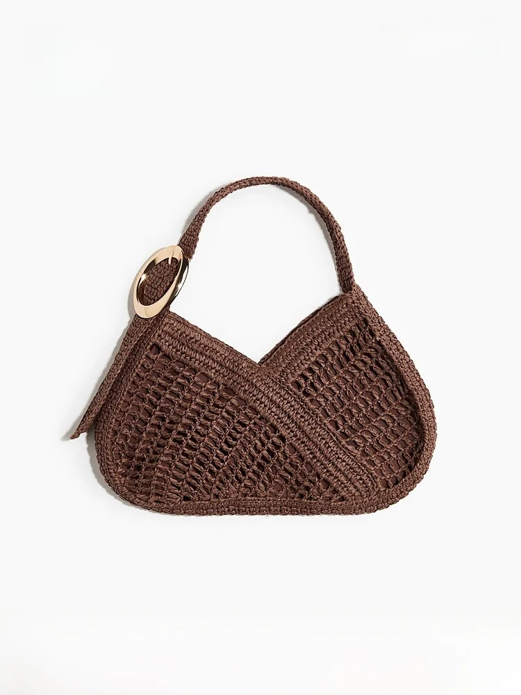 

H&M 2026 Summer New Women's Straw Woven Single Shoulder Bag Stylish Casual Handbag Fashionable Trendy Ladies Purse