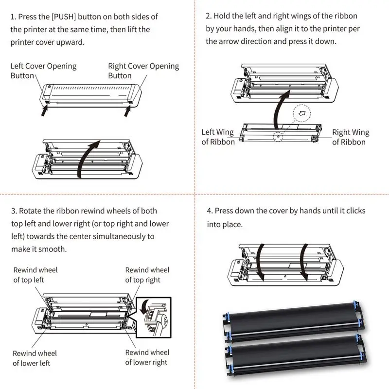 2 rollos/caja para cinta de transferencia térmica HPRT con función RFID para impresora de transferencia térmica portátil A4 HPRT MT800 215mm