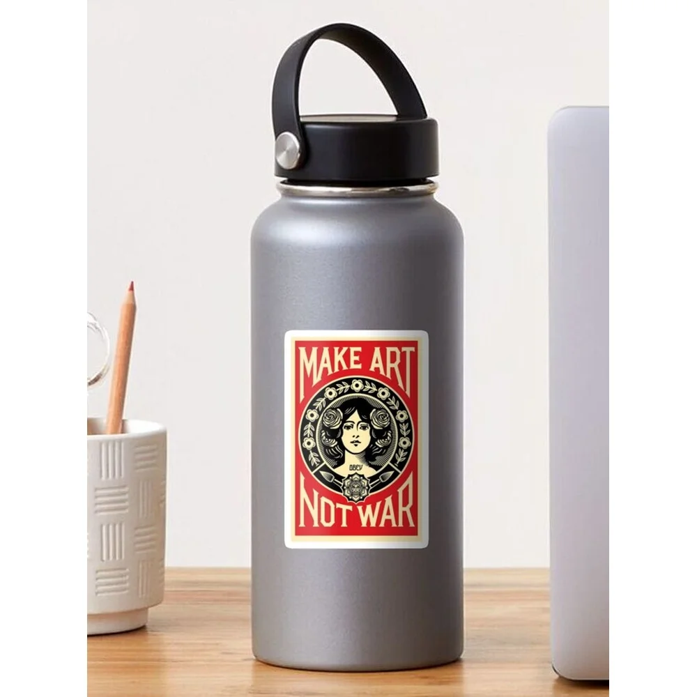 Make Art Not War Sticker for Laptop Decor Bedroom Car Cute Cartoon Art Fashionable Public Suitcase