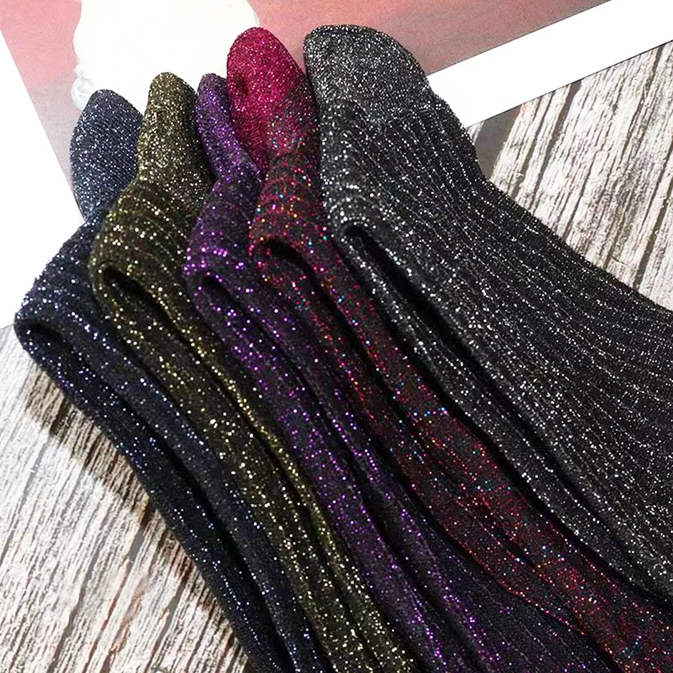 Fashion Thin Glitter Socks Women Shiny Gold Silver Silk Loose Socks Harajuku Summer Breathable Sparkly Socks Female Lingerie