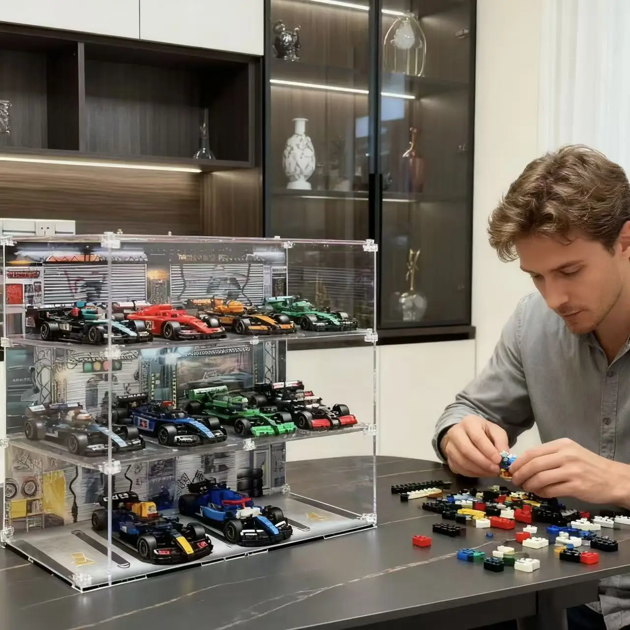 سباق السيارات اللبنات مجموعة 77243-77247 بارد نموذج سيارة أطقم للأطفال لعبة تعليمية جمع عيد الميلاد هدية عيد ميلاد #4