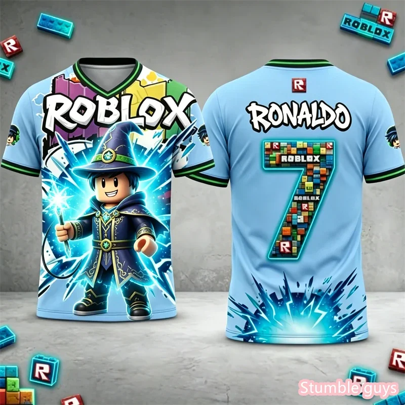 Anime New Roblox T Shirt For Boys Summer Casual Kids Girls Short Sleeve Tops Cartoon Game Print Cartton Tee