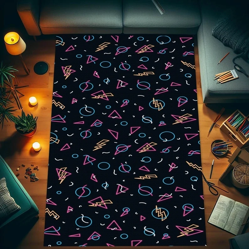 Arcade Machine Gamer Rug Retro Gaming Floor Mat Video Game Room Carpet Pixel Art Rug Gaming Setup Decor Neon Arcade Runner