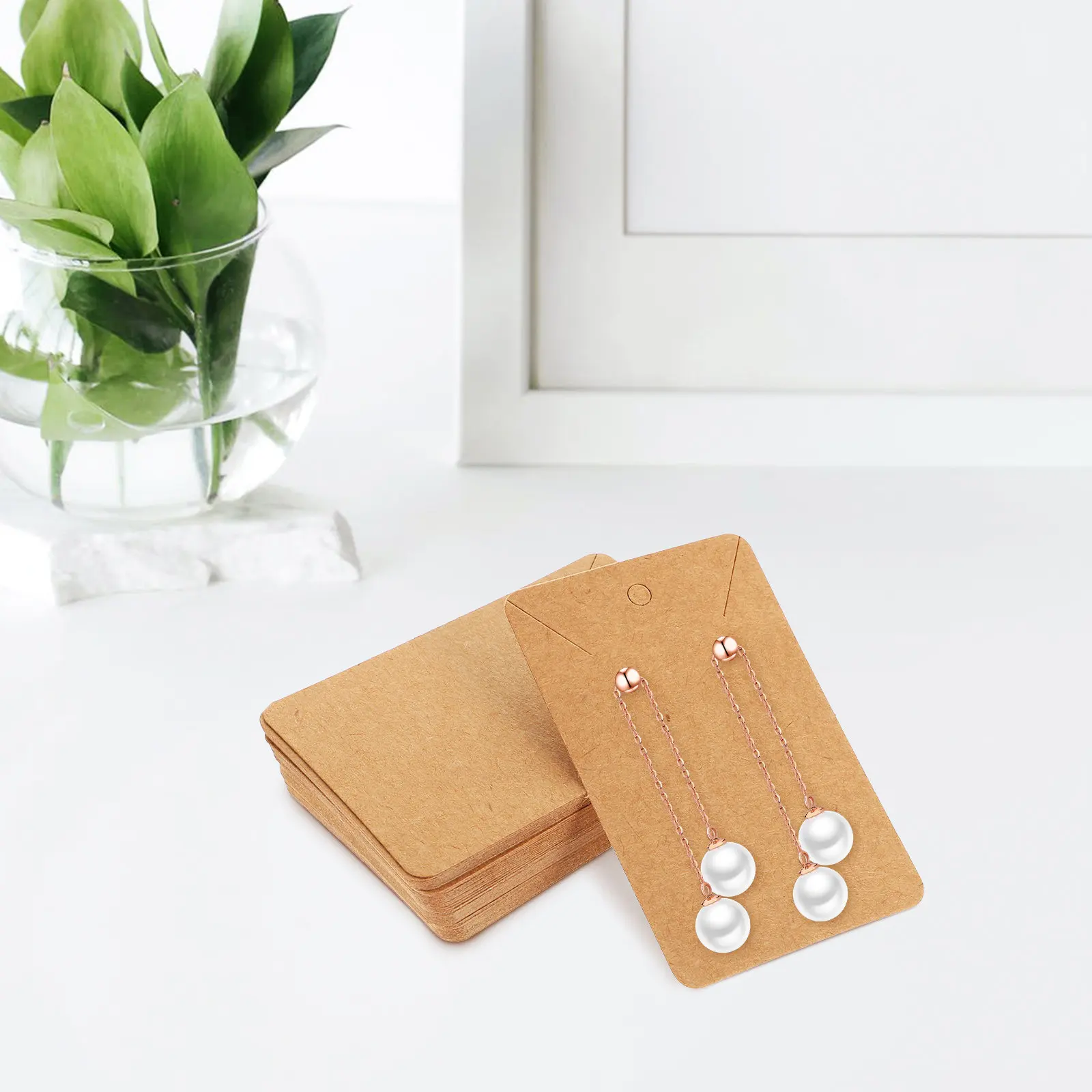 

1Set Kraft Paper Earring Display Cards Vintage Jewelry Holder for Earrings Ear Studs Storage Organizing Showcase