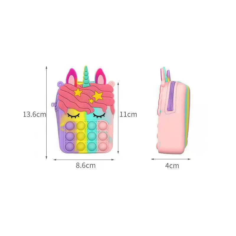 Hot Rianbow Cross Bag Fidget Toys For Children Christmas Gifts Push Its Bubble Stress Relief Sensory Toys Coin Purse Girls