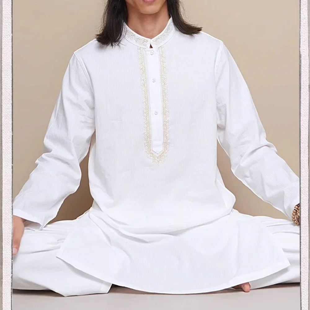 

New 100%Cotton Tai Chi clothing Male Yoga Uniforms Indian Master Meditation Suits