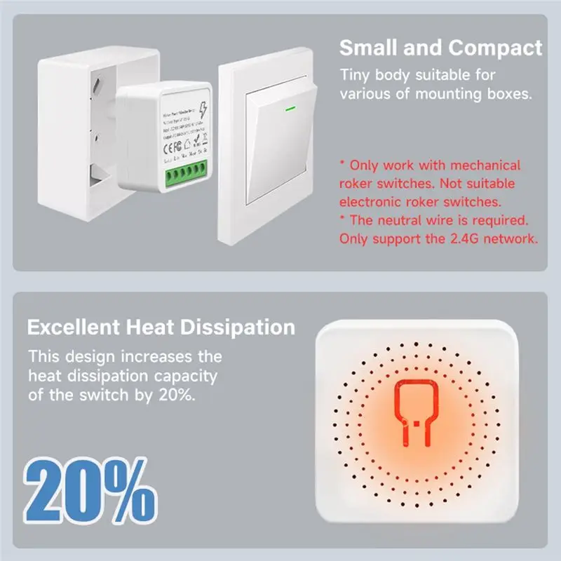 SQPP-Tuya Wifi Smart Switch Module 16A With Power Monitor Support 2Way Control Smart Home DIY Breaker For Alexa Google Alice