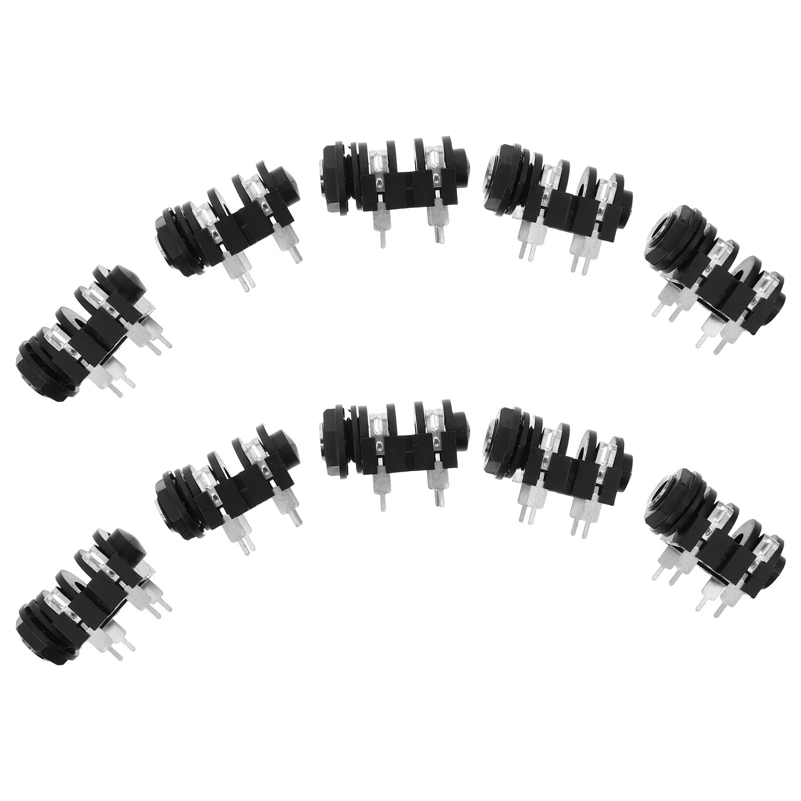 

10Pcs Audio Jack Socket 6.35mm Metal 4-Pin Mono Panel Mount Microphone Adapter Electric Guitar Output Connector Pedal