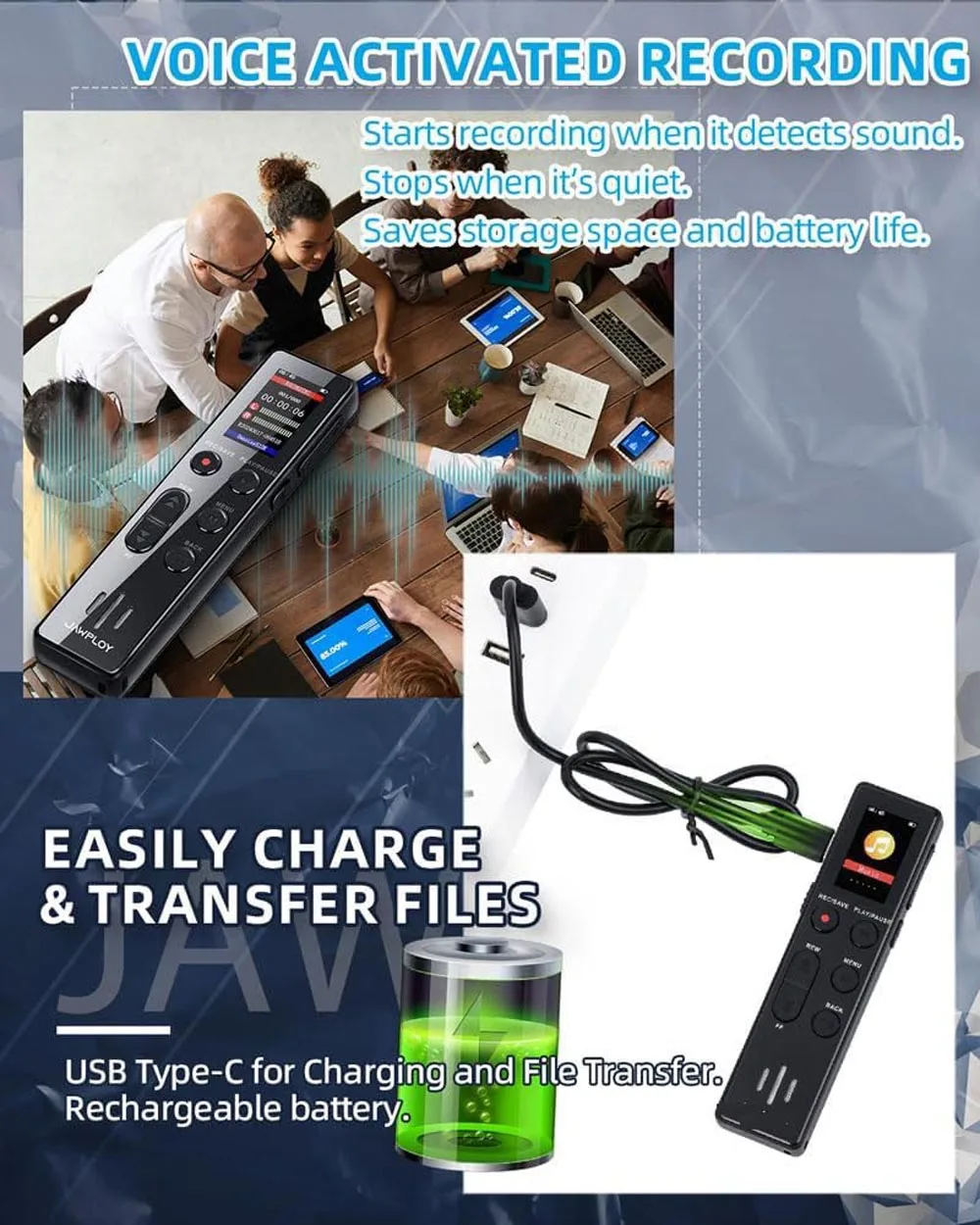 32GB Digital Voice Recorder Voice Activated Recorder for Lectures Meetings, Playback, Password, Tape Recorder MP3 PQ105