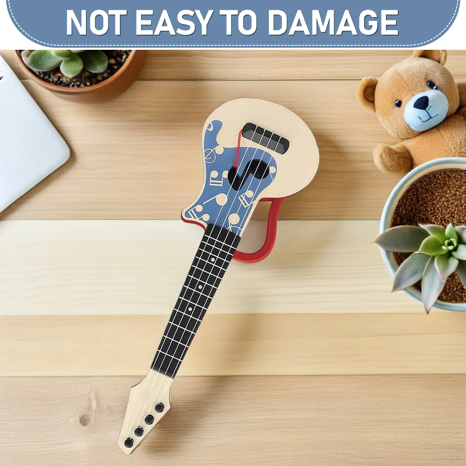Ukulele infantil portátil, instrumento musical para iniciantes, jogo educacional, plástico, nylon, forte, não é fácil de quebrar, artístico exclusivo