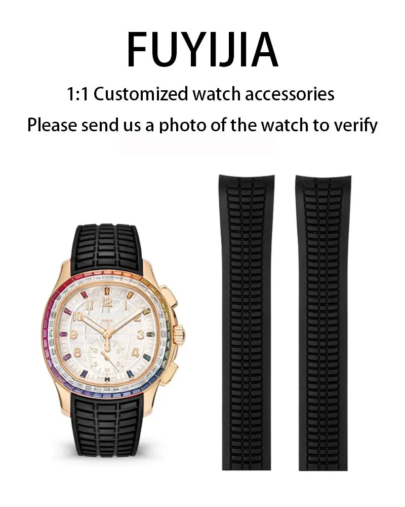 

FUYIJIA Lady Custom AQUANAUT 7968 Original Watchbands 21MM*16MM Curved Interface Fluororubber Strap Waterproof Watch Accessories