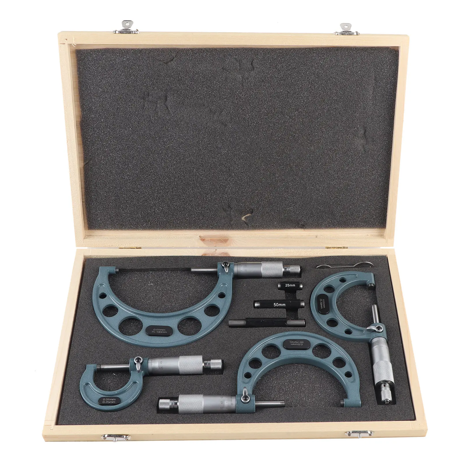 Outside Micrometer Set Outside Micrometer 0‑100mm Metric Outside Micrometers Thickness Gauge Measuring Calipers with Case