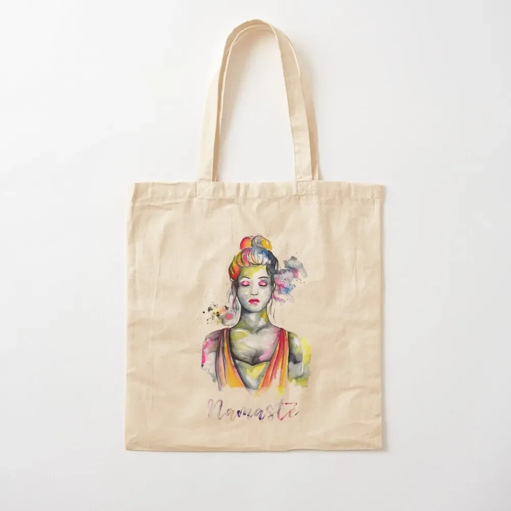 

Yoga - Namaste - woman portrait in watercolor style Tote Bag shopping bags foldable great bag Tote Bag