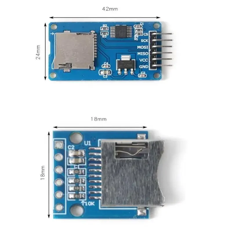 Interfacce SPI del modulo lettore di schede Mini TF da 2 pezzi con chip convertitore di livello 5 V/3,3 V per KIT fai da te