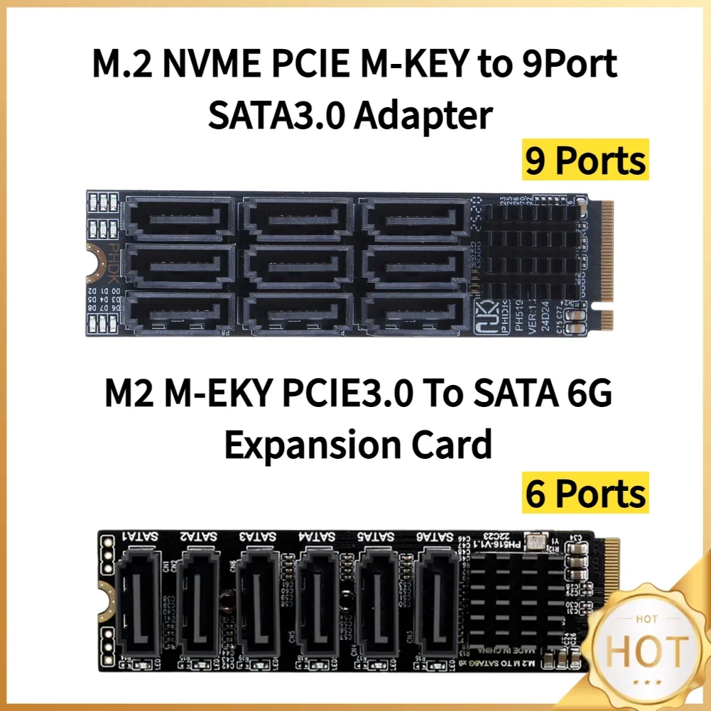 

M.2 M KEY Nvme To 9 6 Ports SATA 3.0 Adapter PCIE 3.0 X2 Hard Disk Capacity M.2 NVME To SATA 3.0 Converter for Desktop