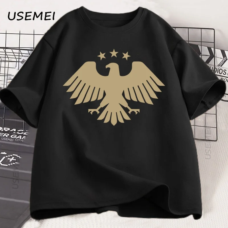 Men's Syrian Eagle Pattern T-Shirt Casual Short Sleeve Syrian T-Shirt Men's Street Style Loose T-Shirt