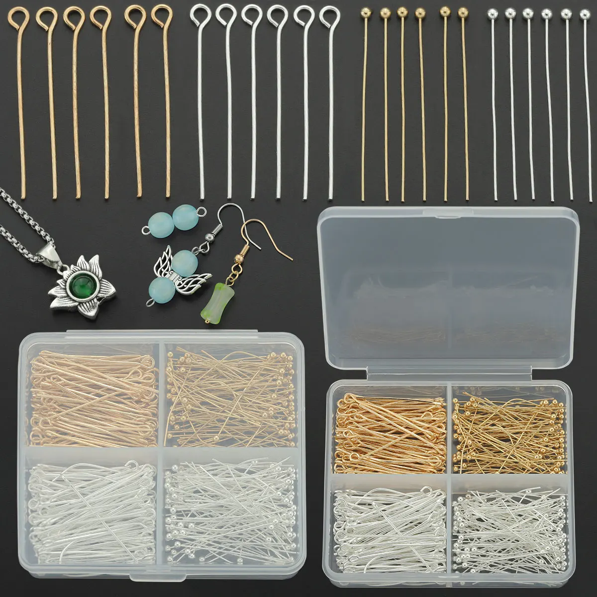 400Pcs/Box Head Pins for Jewelry Making Suitable for DIY Pendants, Necklaces, Earrings and Jewelry Accessories Manufacturing