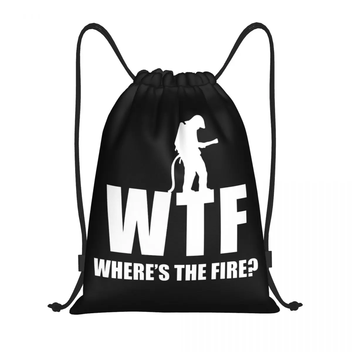 Custom WTF Onde está o fogo Drawstring sacos para compras, mochilas de ioga, resgate de incêndio, bombeiro, esportes, ginásio, mulheres, homens