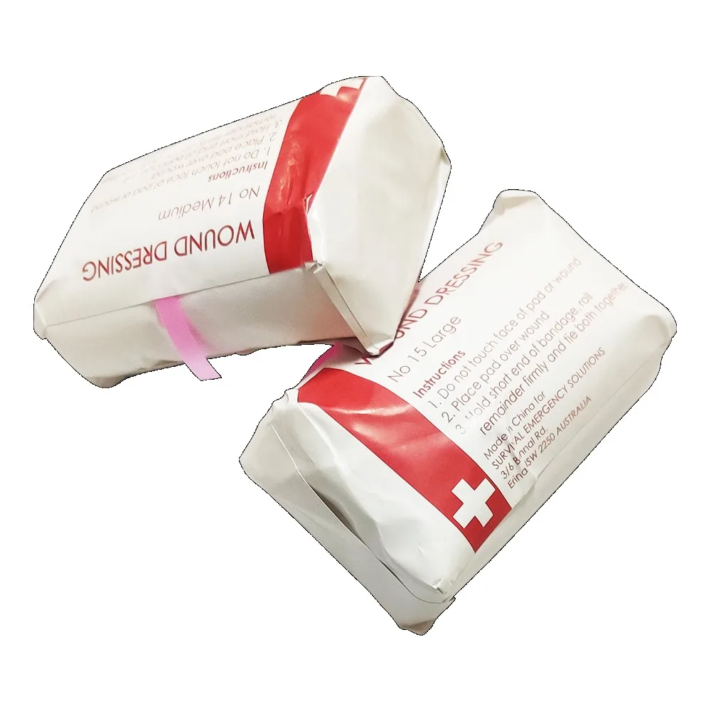 1Pc Sterile Gauze Wound Dressing 20x15cm Attached Bandage 2.5m Absorbent Pad Single Use 2-Year Shelf Life for Major Injury