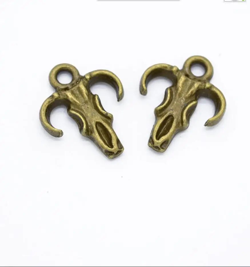 100pcs Charms Skull Bull Ox Star Head 17*14mm Antique Bronze Silver Color Plated Pendants Making DIY Handmade  Jewelry F0801