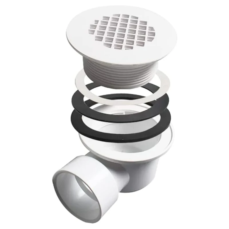 Low Profile Shower Base Drain with Perforated Strainer Side Outlet Shower Drain Side Outlet Drain Assembly-A28R