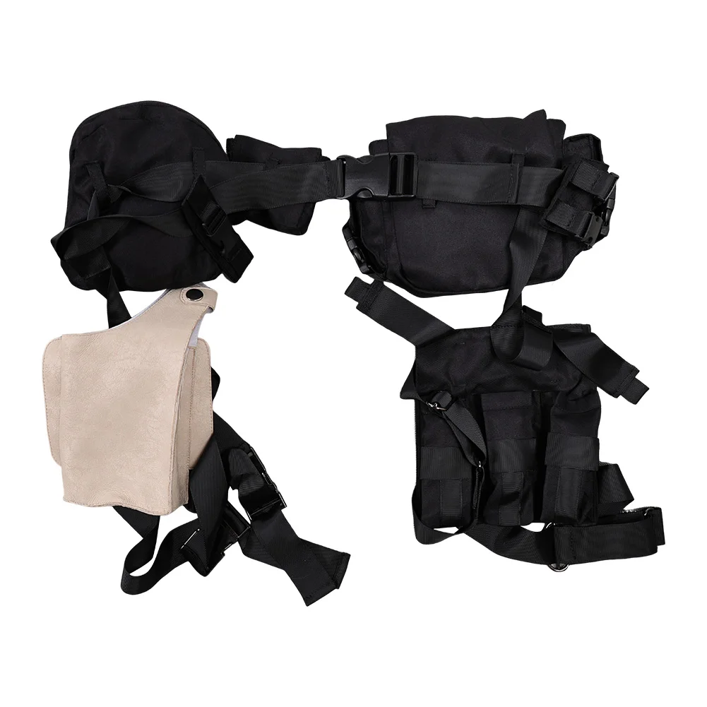 Leon – sac de taille en cuir PU pour hommes, accessoires de Costume, jeu de risque biologique, déguisement, ensemble de sacs pour pistolet de jambe, costumes de fête d'halloween