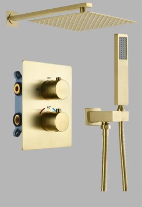 gold or brushed gold or rose gold Brass Thermostatic control switch mixing valve taps Concealed Tub 10