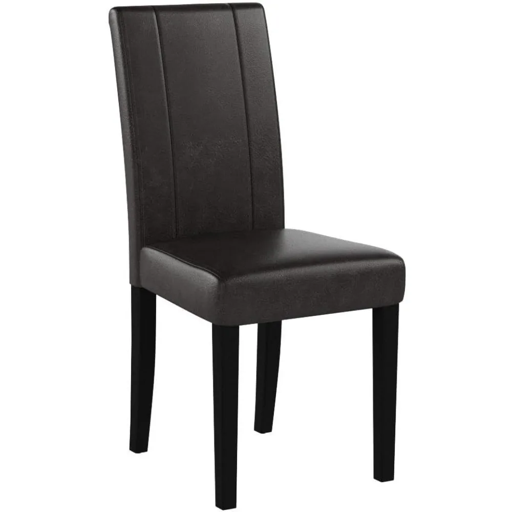 Faux Leather Dining Chair Set of 4 with Wood Legs Waterproof & Oilproof Stretch Kitchen Dining Room Restaurant Chairs image 4