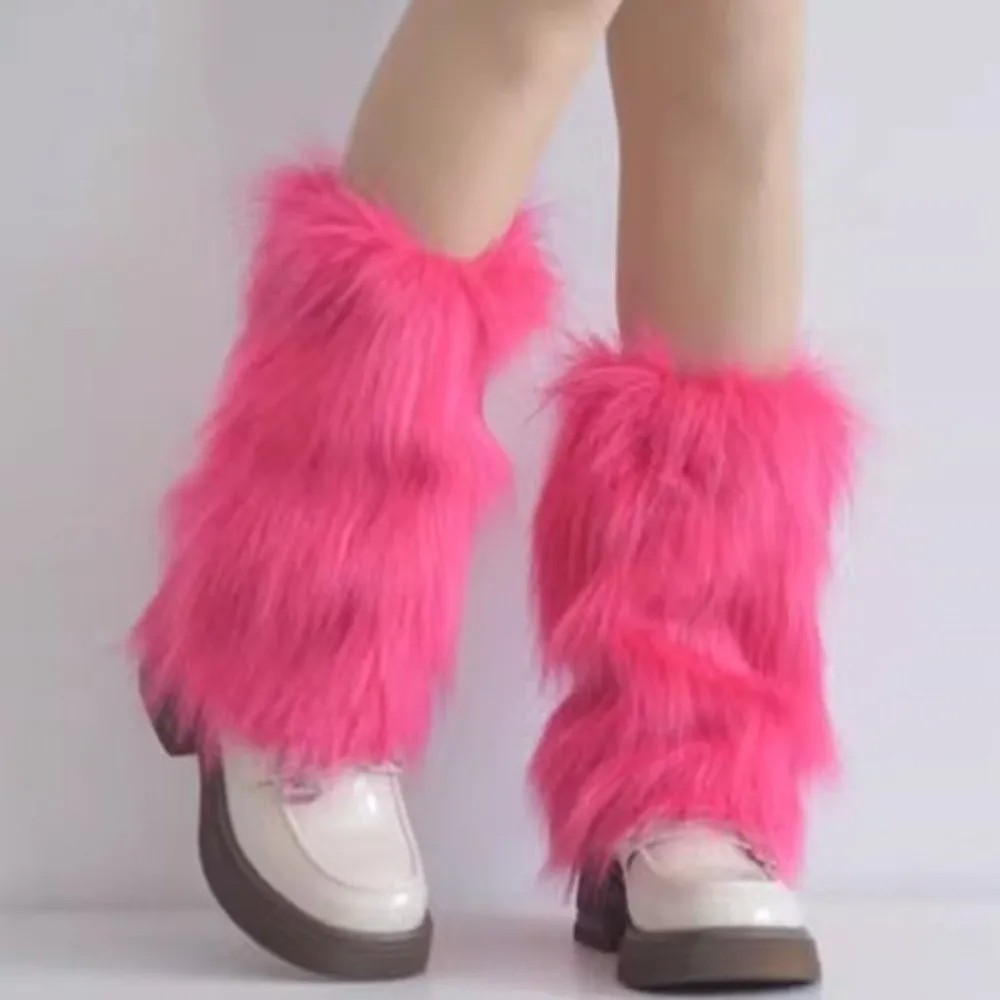 

Foot Cover Faux Fur Furry Leg Warmers Japanese Style Y2K Long Tube Sock Kawaii Sweet Lolita Boots Cover Spicy Girls