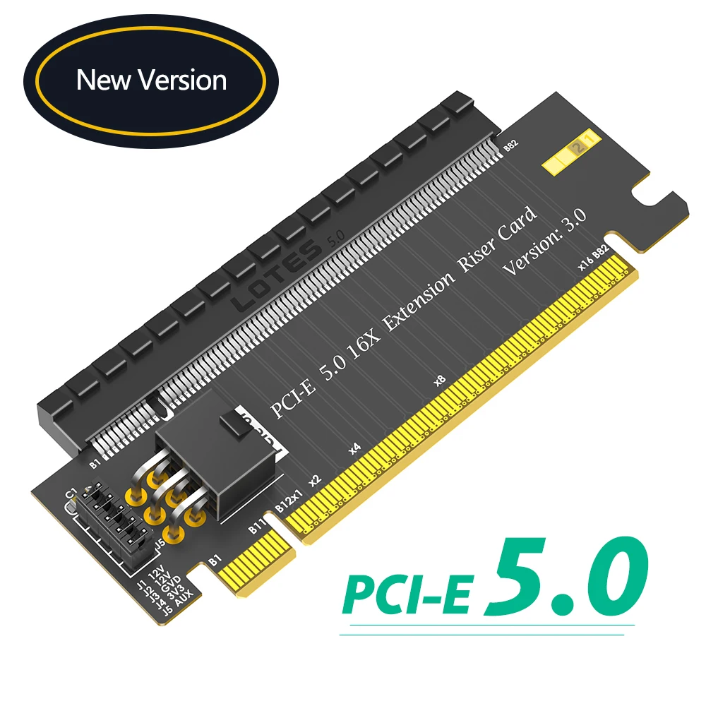 PCI-E 5.0 16X to X16 180 Degree Adapter Compatible with PCI-e 4.0 And 3.0 Converters With ATX 6Pin PWR Connector for GPU Cards
