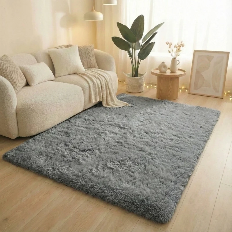 Graue Batik-Shaggy-Teppiche Ultra Weiche Rutschfeste Plüsch-Teppiche Schlafzimmer Wohnzimmer Kinderzimmer Große Größe Wohndekor Bodenmatten – Detail 7