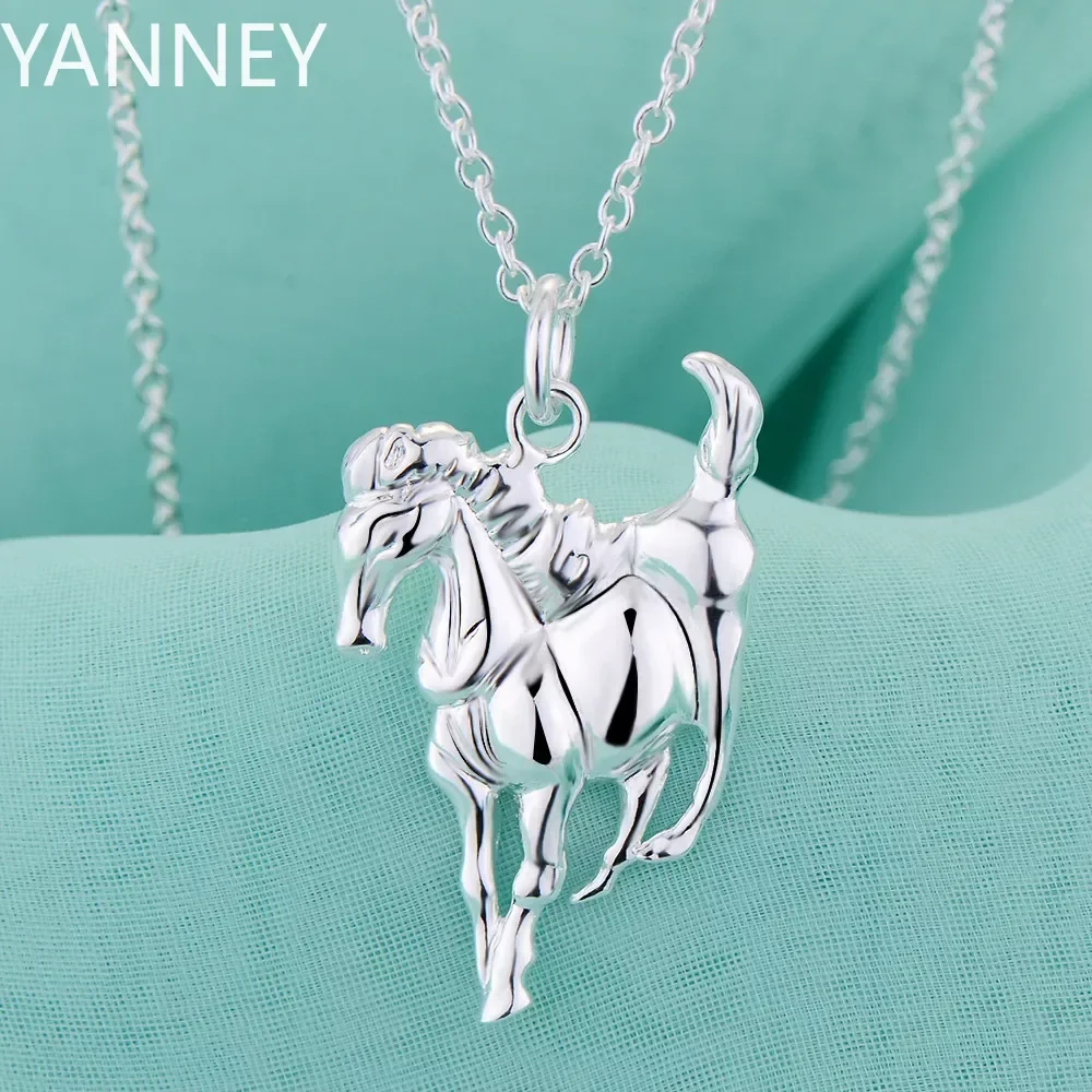 

Fashion brand Fine 925 Sterling Silver Necklace For Women luxury Wedding Jewelry elegant horse pendants chain neckalce