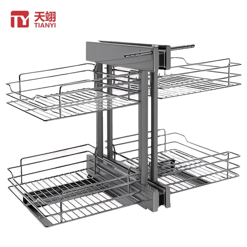 Multifunction Stainless Steel Magic Corner Kitchen Storage Basket Pull Out Pantry Cabinet Storage Accessories