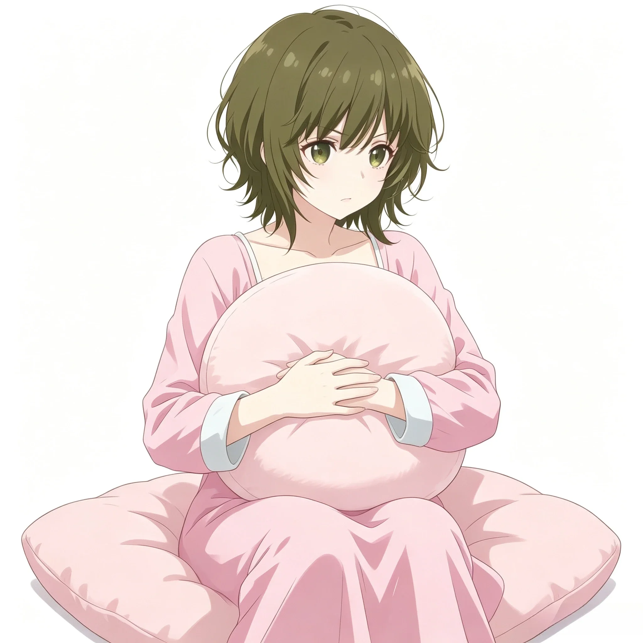 Isana Higashira Green Short Hair Anime Girl Vinyl Sticker Weatherproof Pink Pajamas Decal for Car Motorcycle Laptop Helmet Decor