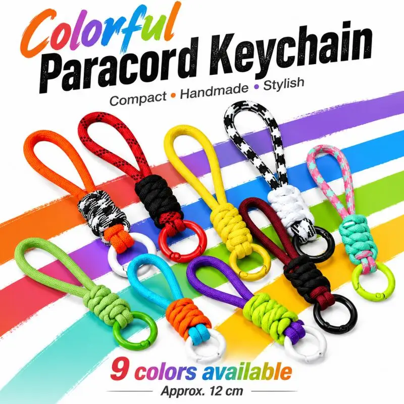 1/2/3/5pcs Unisex Anti-Lost Braided Paracord Lanyard Keychain with Wrist Strap & Keyring for Phone Camera Bottle