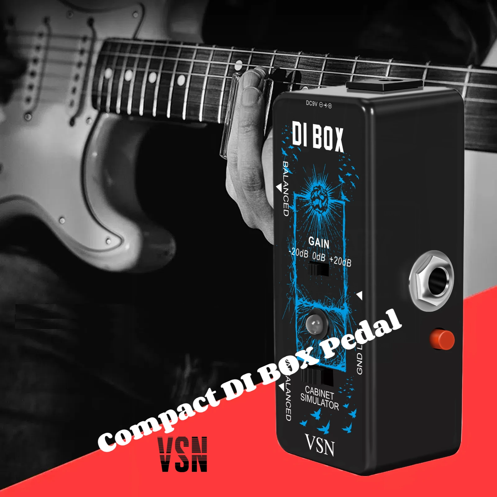 VSN Compact Mini Guitar Direct Box Input DI BOX Smart Cabinet Simulator Switch Gain Control Single Pedals Effector For Board