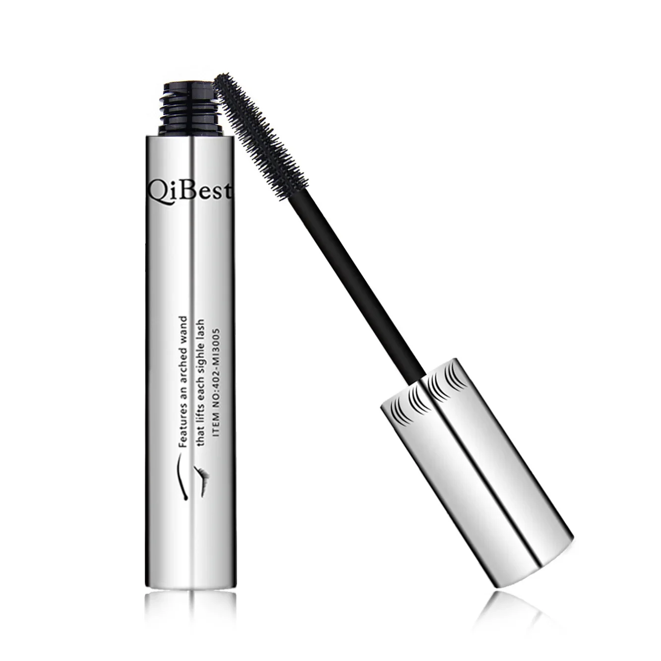 Qibest Silver Tube Big Eye Mascara Cream Long Curly Waterproof and Non Smudging