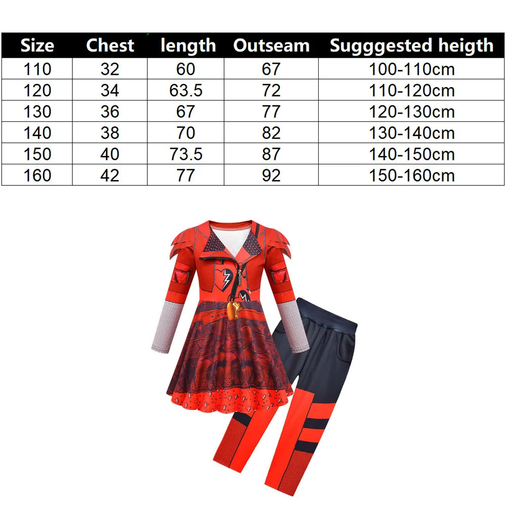 Kids D-discendantsing 4 Costume Girls Cosplay Rise of Red Character Costumes Halloween Carnival Birthday Party Gift for Children