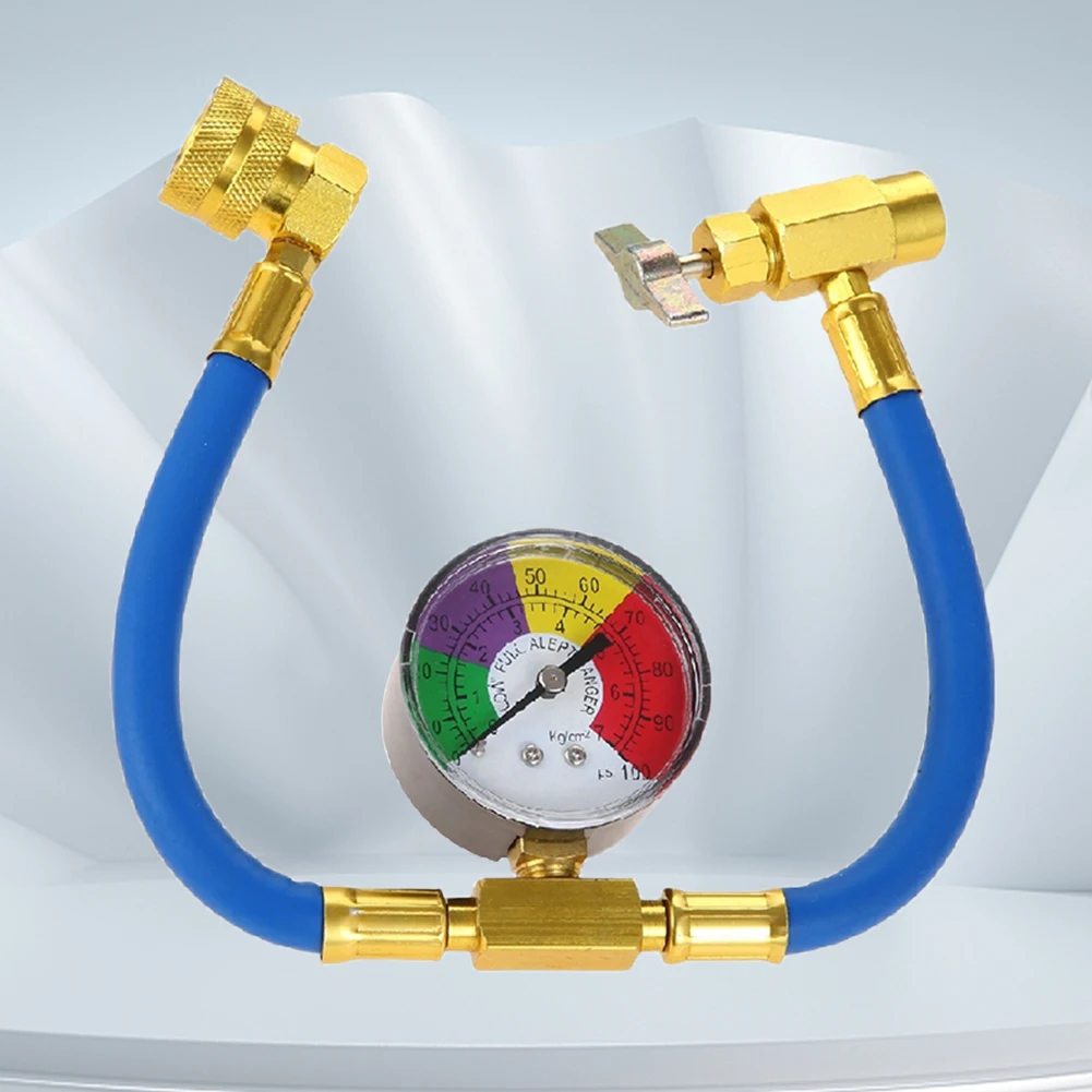 

R134A Refrigerant Charging Hose with Pressure Gauge Air Conditioner Gas Charging Hose AC Recharge Hose for Car Automobile