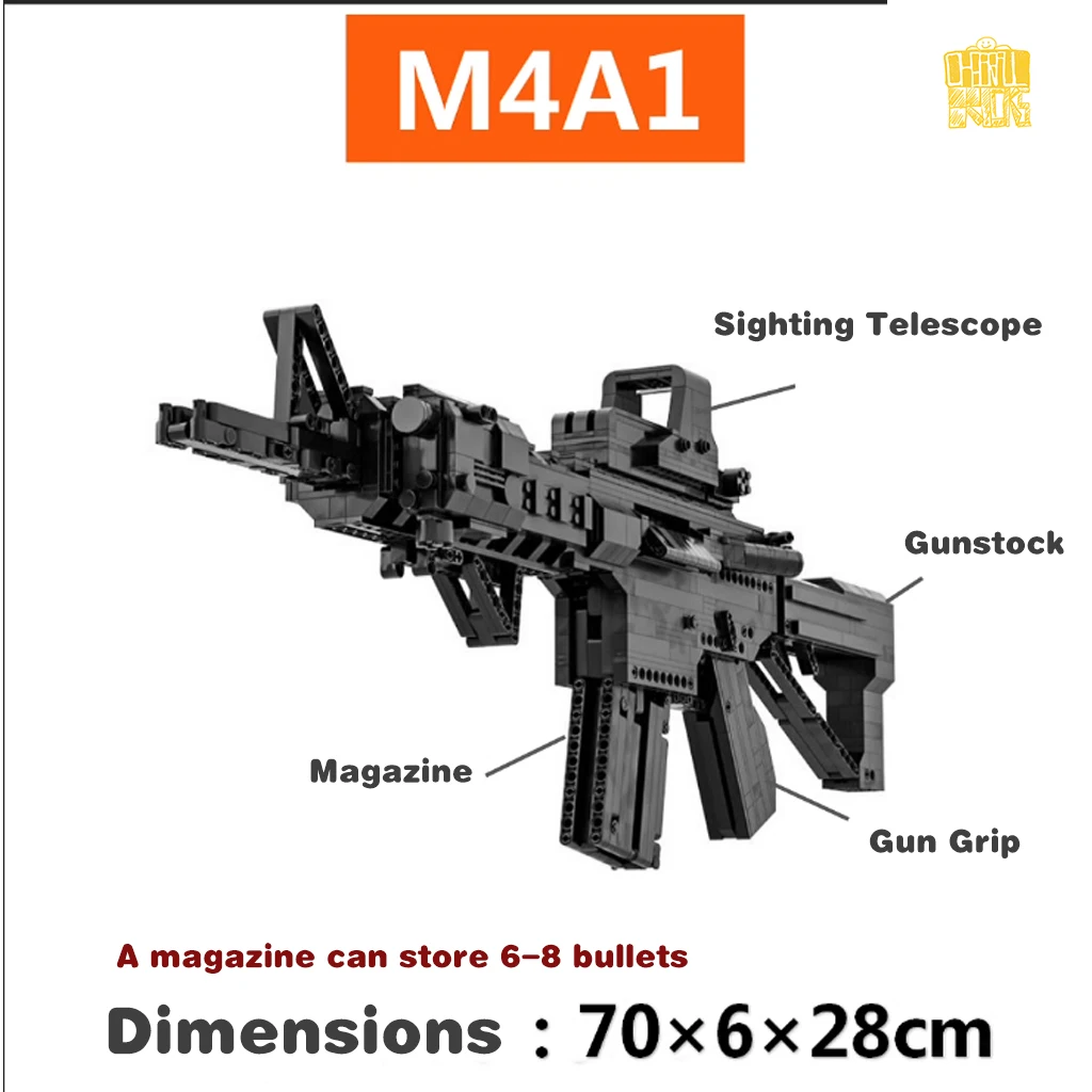 MOC M4A1DIY-Rifle Toy Gun Model With PDF Drawings Building Blocks Bricks Kids Birthday Christmas Gifts