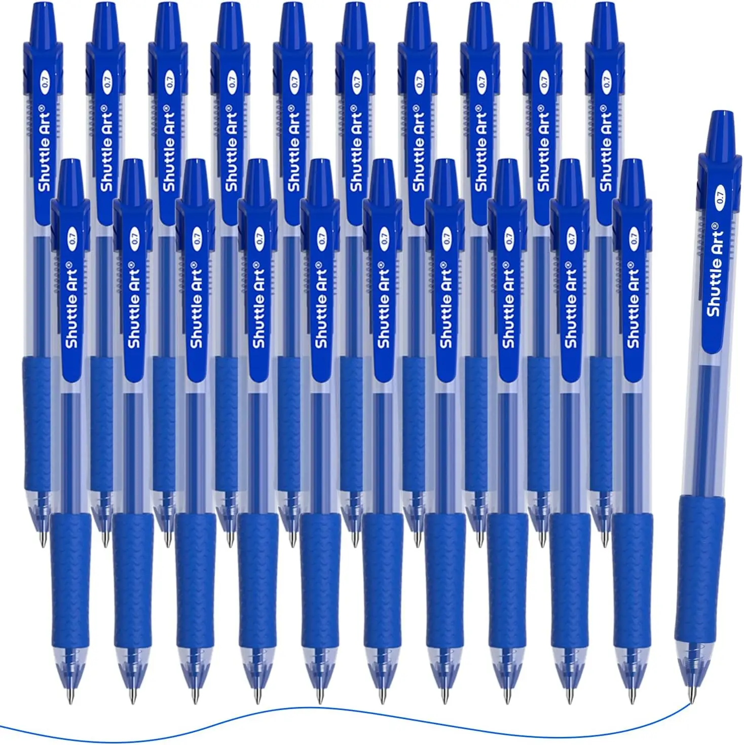 

20 Pack Retractable Gel Pens, 0.7mm Medium Point Blue Ink, Smooth Writing for Office School Home