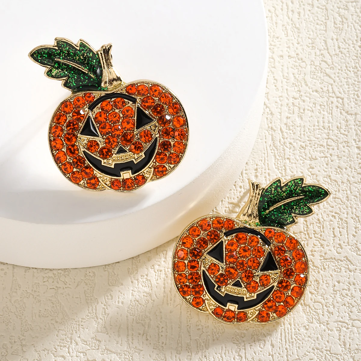 Vedawas Bohemian Rhinestone Beaded Halloween Earrings,Handmade Cute Enamel Pumpkin Grimaces Celebrate Festival Women Jewelry